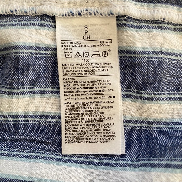 Old Navy Puff-Sleeve Tiered Midi Swing Dress in Blue Striped Small S Pockets - Picture 12 of 15